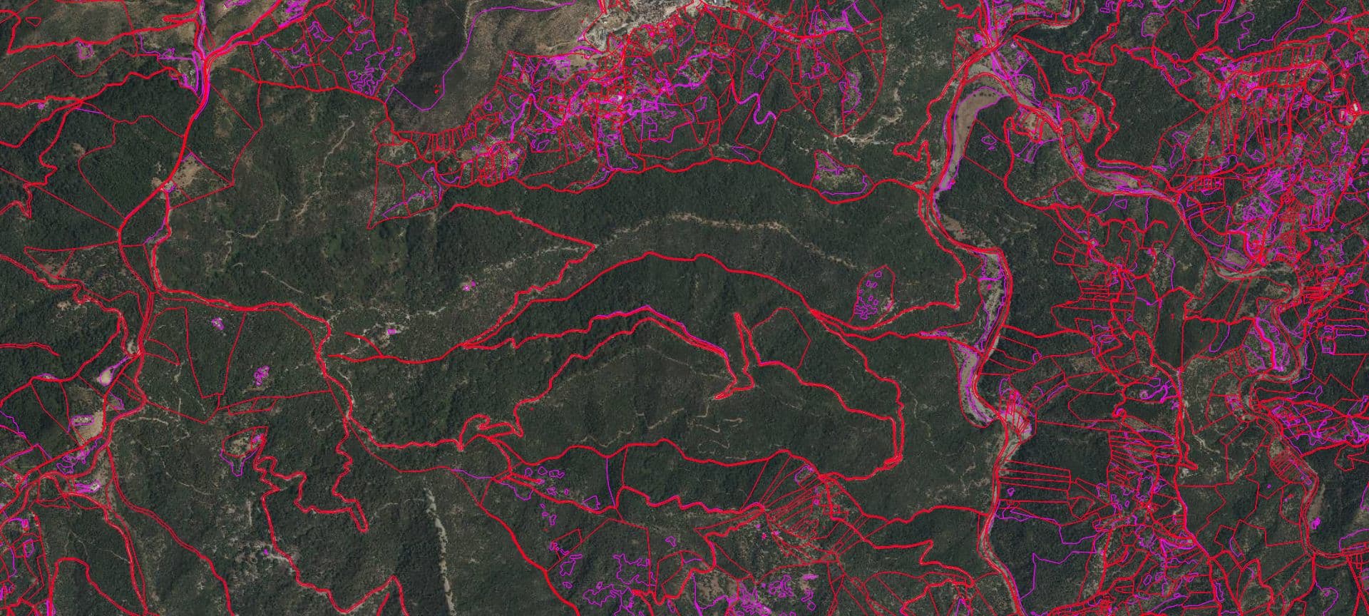 Plano de zonificación del monte de Benarrabá con los recintos de pastoreo marcados